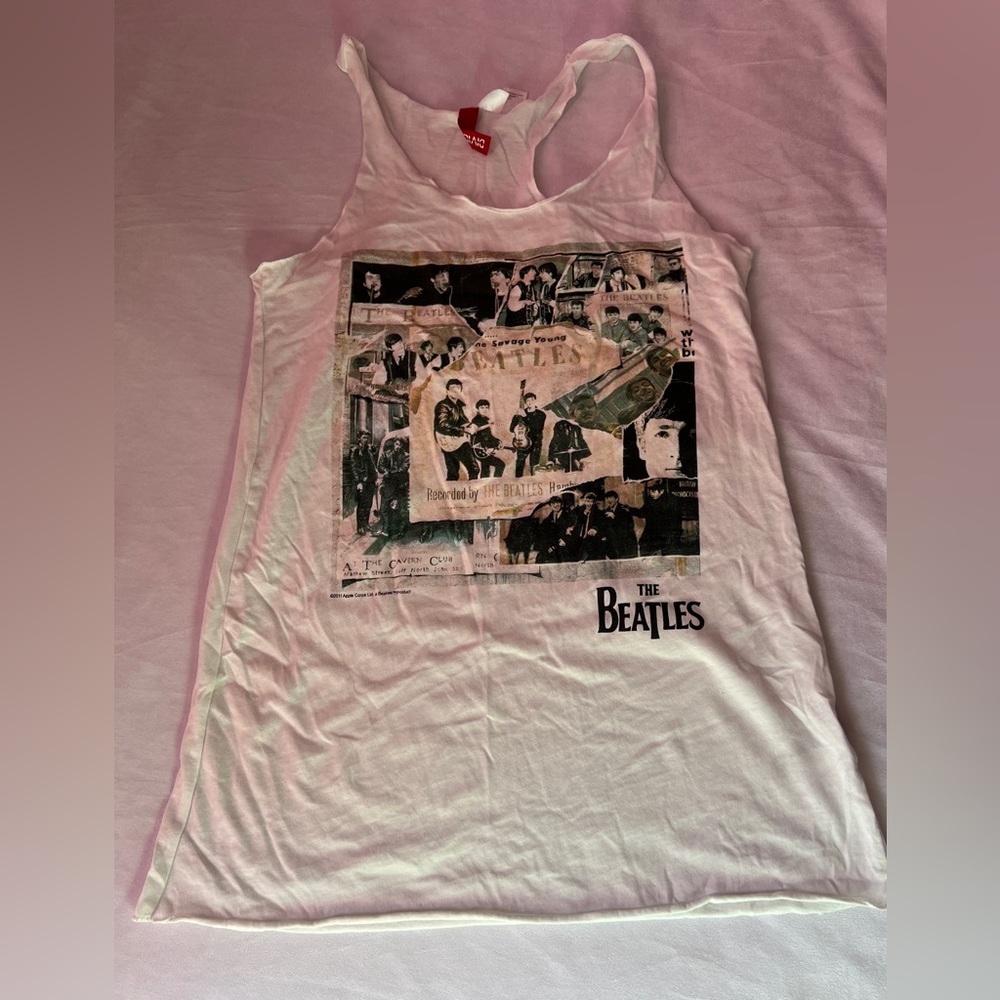 S Womens The Beatles 60’s Theme Tank Tops H&M Cotton Spring Summer Shirt Small